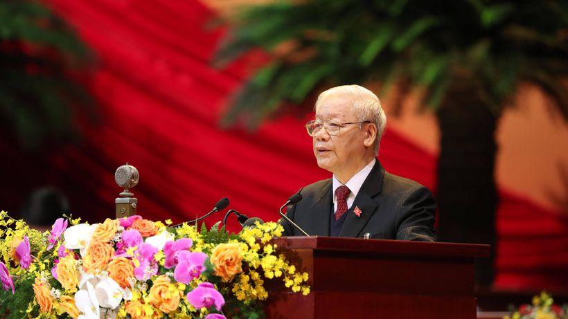 Tổng bí thư, Chủ tịch nước Nguyễn Phú Trọng trình bày báo cáo chính trị tại phiên khai mạc /// Ảnh Gia Hân